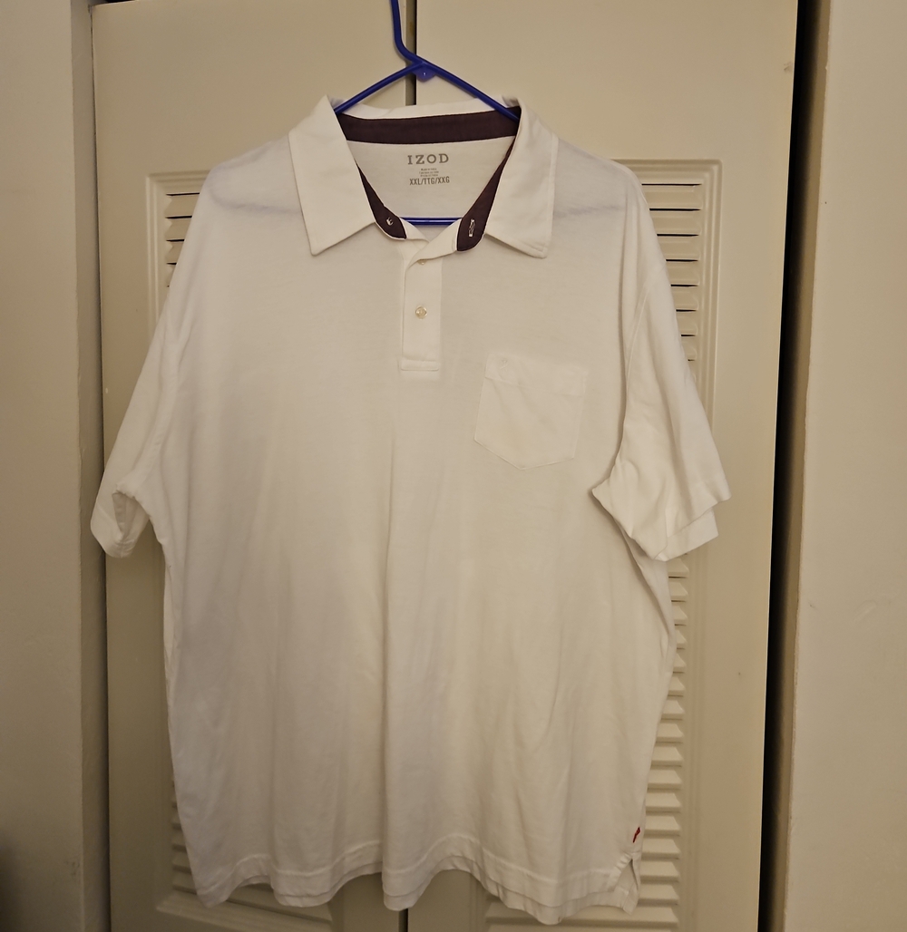 Izod White Polo with Contrast Dark Collar